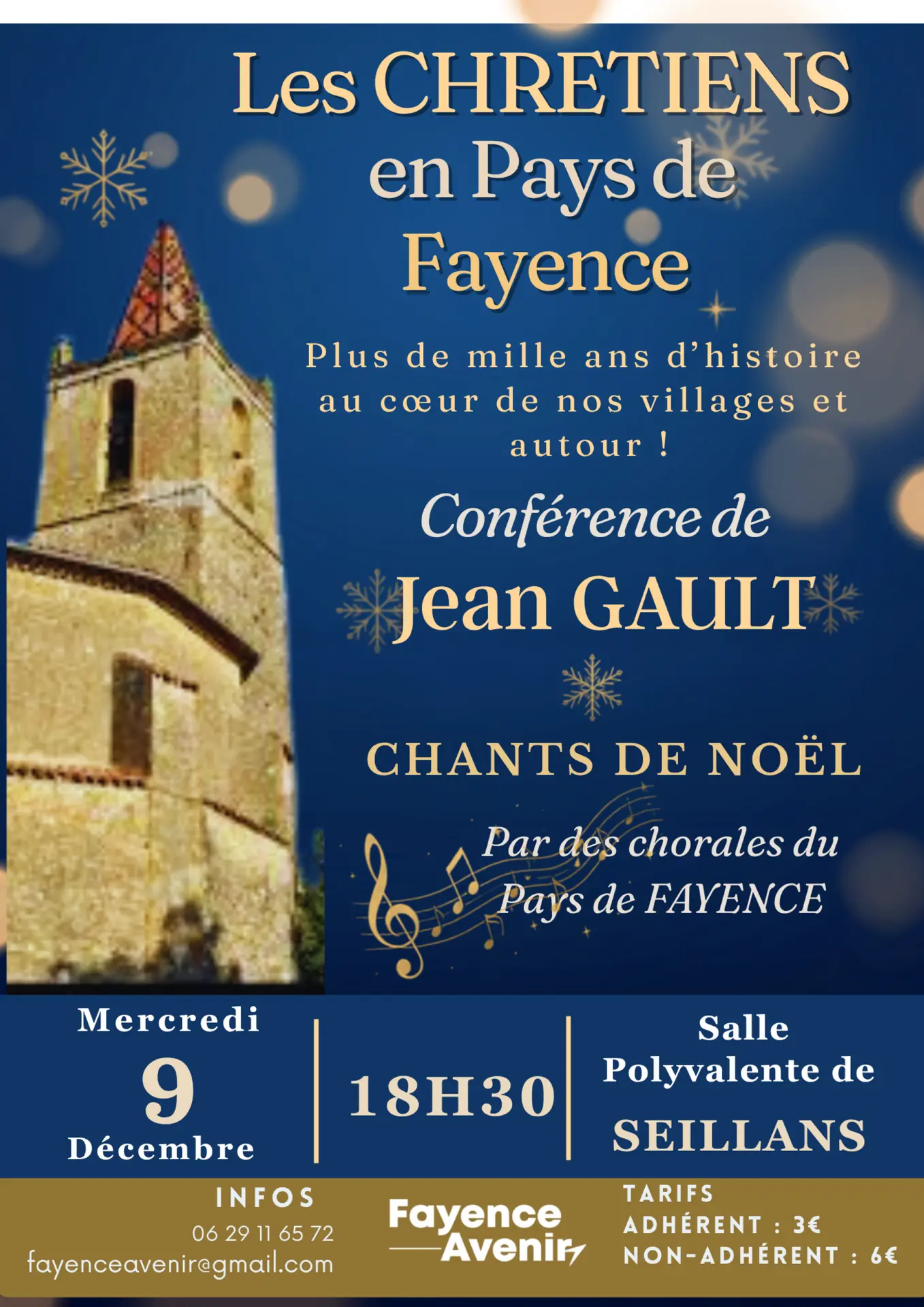 Conférence "Les chrétiens en Pays de Fayence" et chants de Noël
