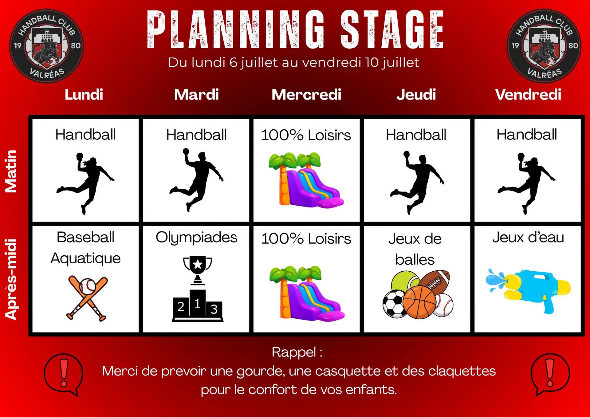 Stage vacances handball et multisports été N°1