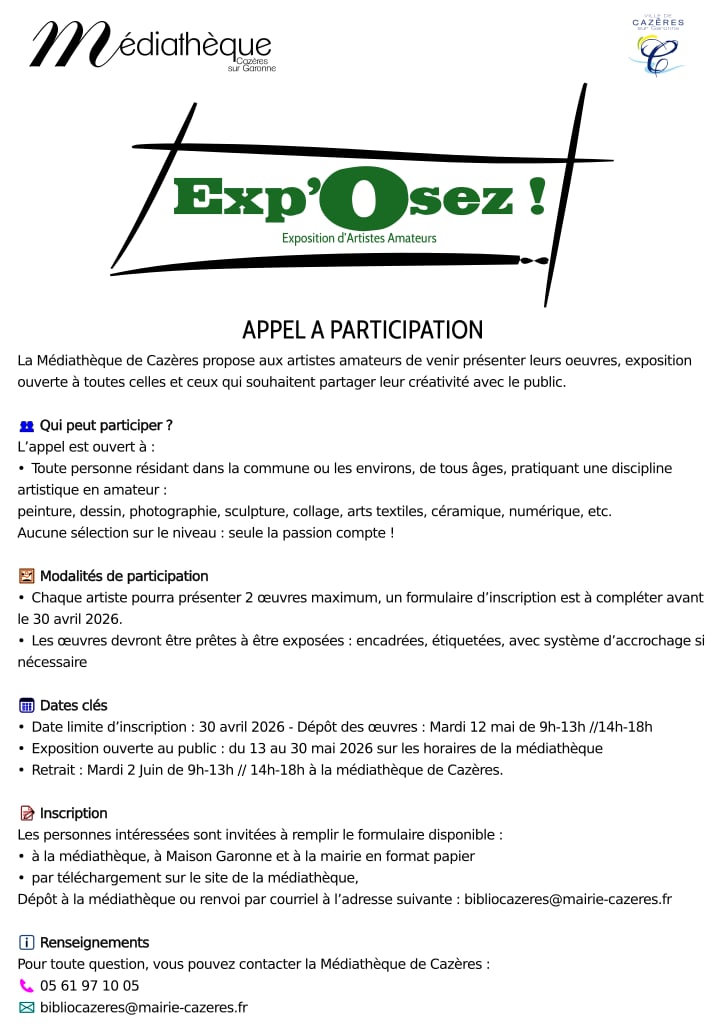EXP'OSEZ - EXPOSITION D'ARTISTES AMATEURS - APPEL A CANDIDATURE