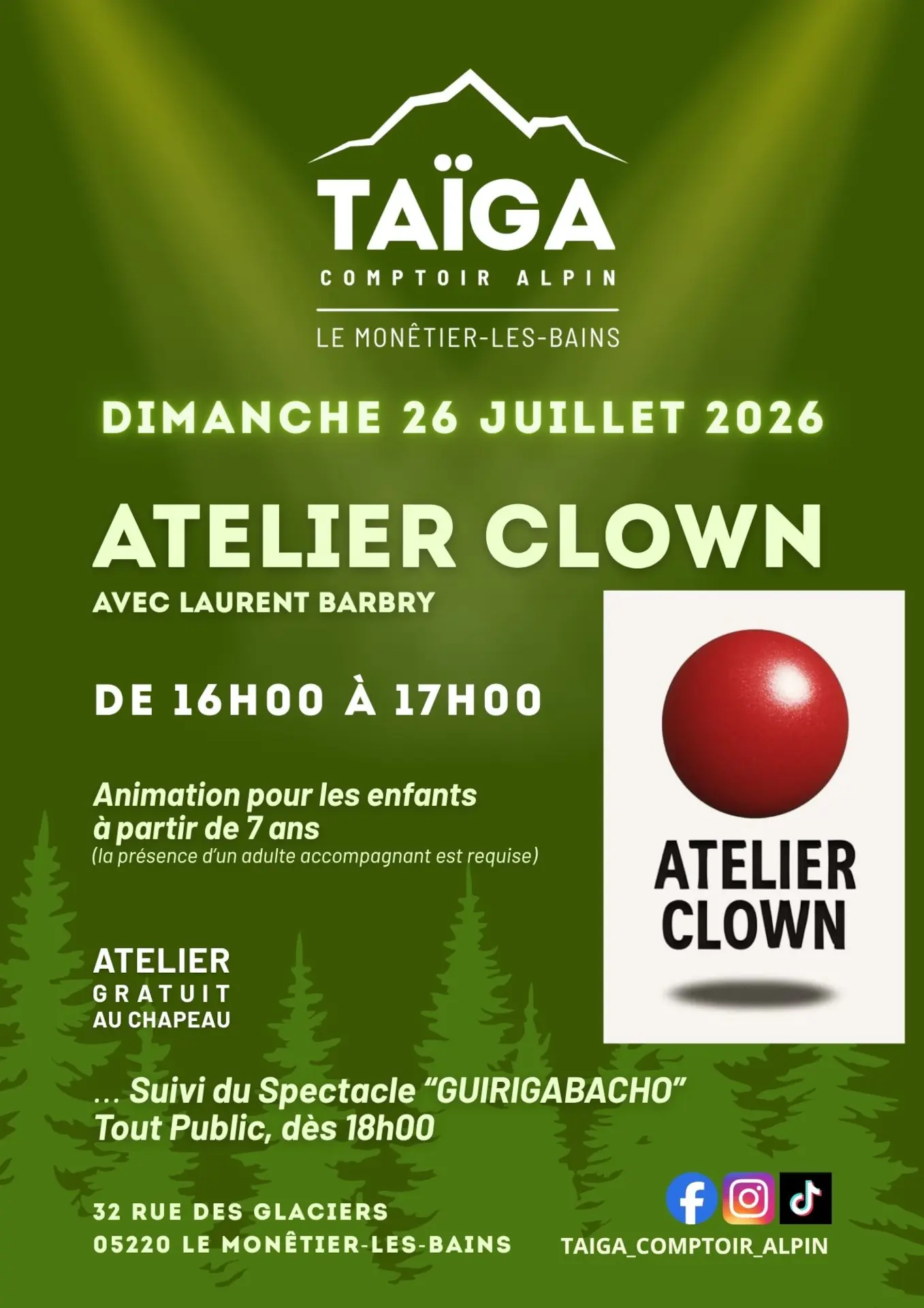 Spectacle & atelier de clown au Taïga