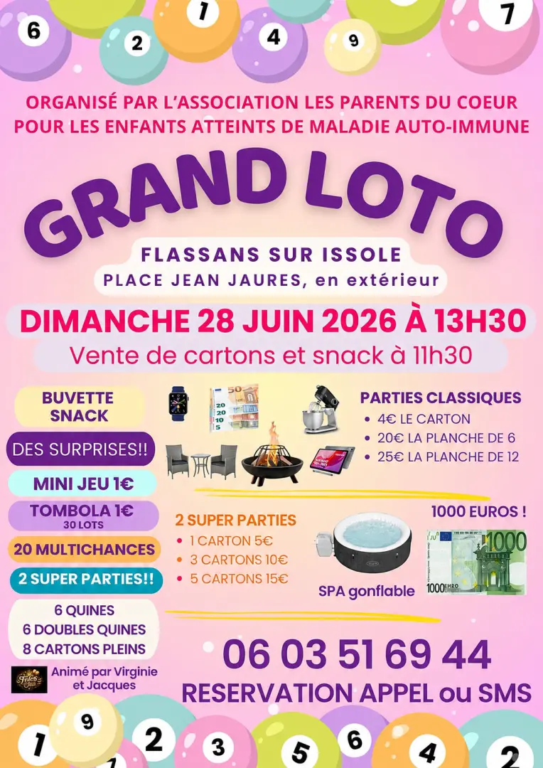 Grand loto pour les enfants atteints de maladie auto-immune à Flassans