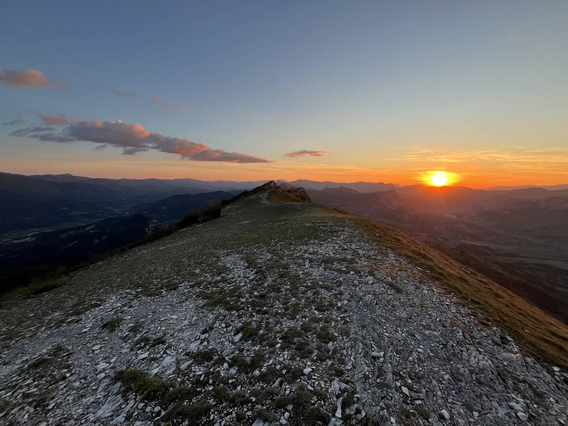 Géo-rando : coucher de soleil et pleine lune sur la crête de Gâche - Autres Versants