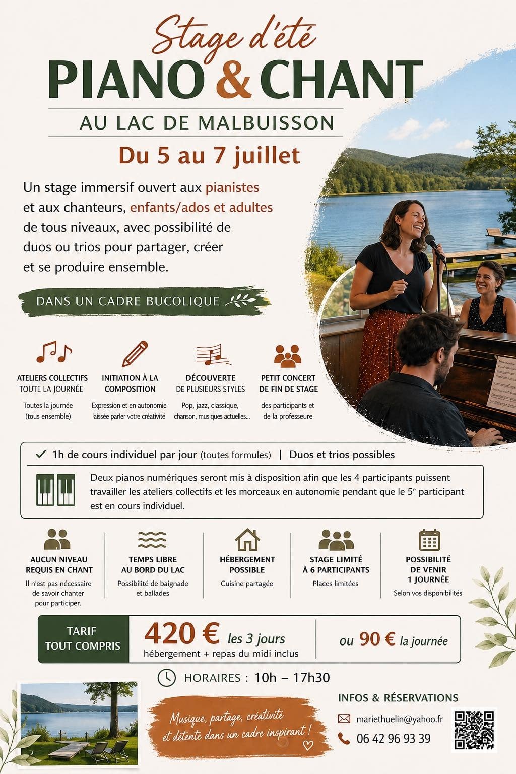 Stage d'été Piano & Chant au Lac de Malbuisson