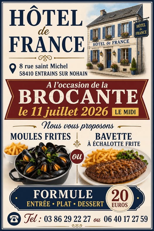 Formule spéciale à l'occasion du vide-grenier à l'Hôtel de France