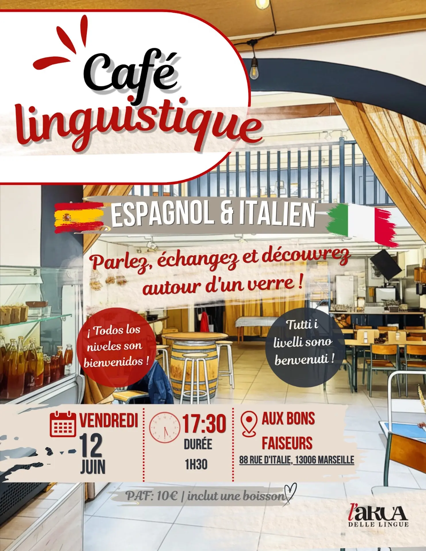 Café linguistique en espagnol et en italien