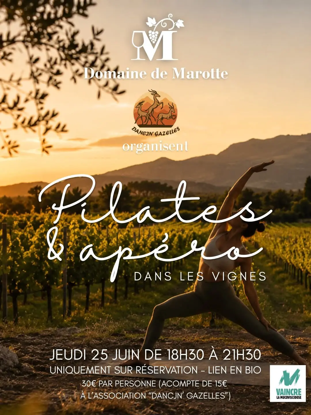Pilates et apéro dans les vignes