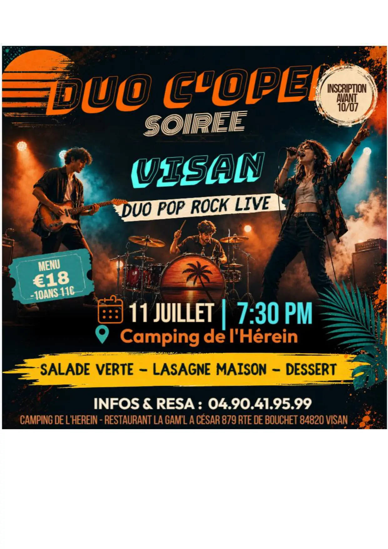 Soirée duo pop rock live