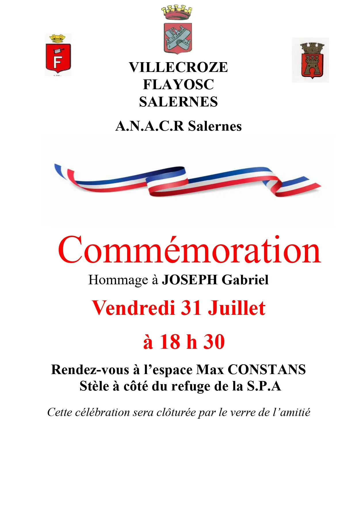 Commémoration hommage à Joseph Gabriel