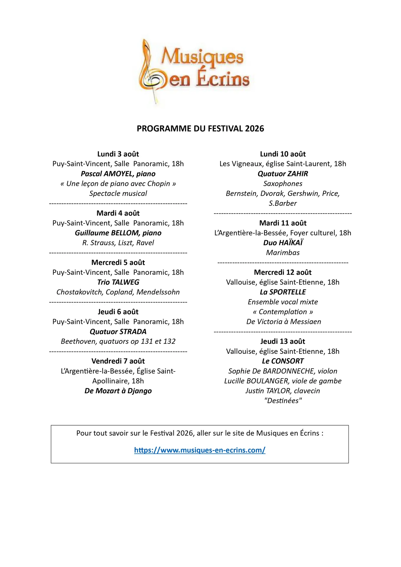 Festival Musiques en Écrins