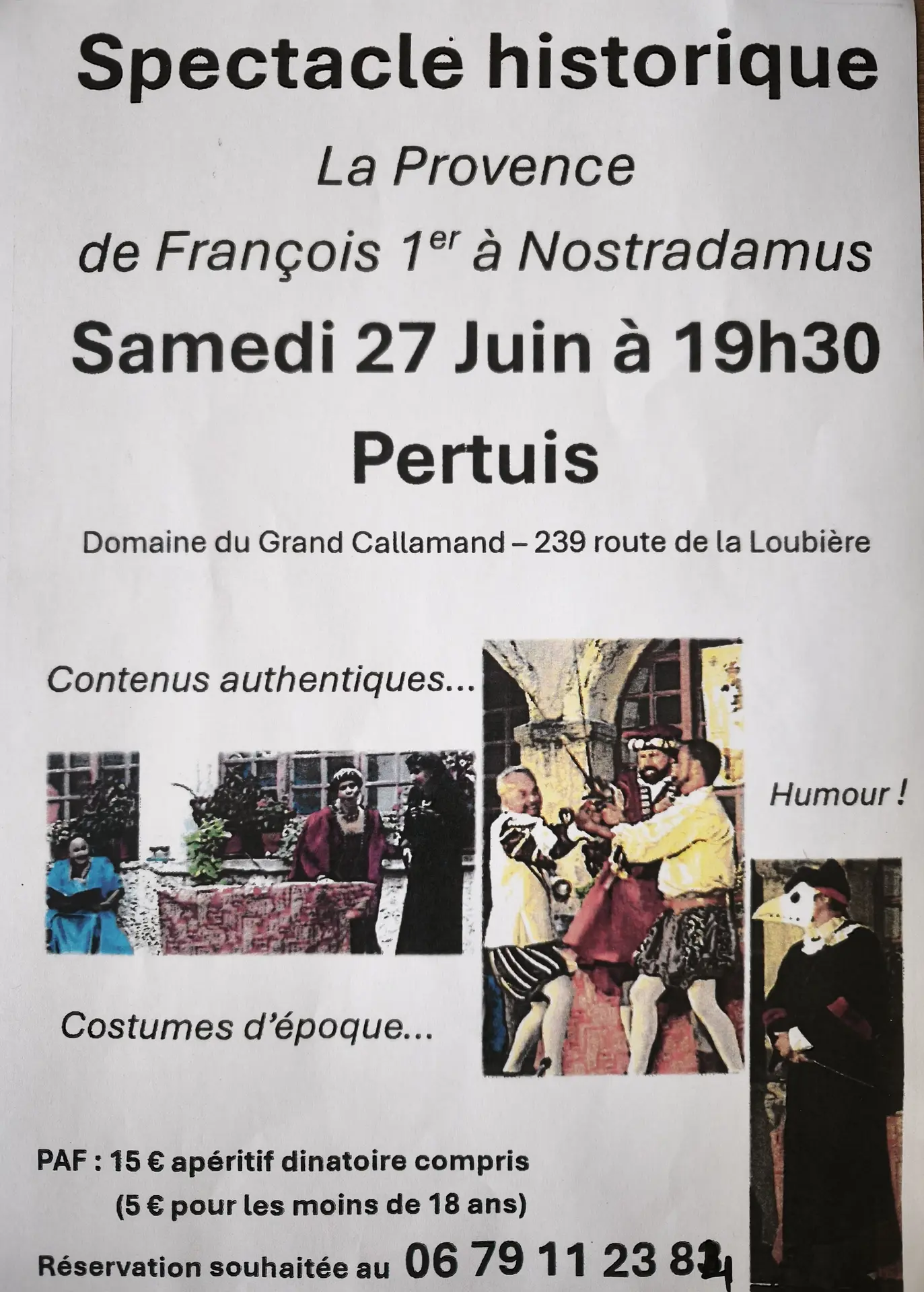 Spectacle historique : La Provence de François 1er à Nostradamus