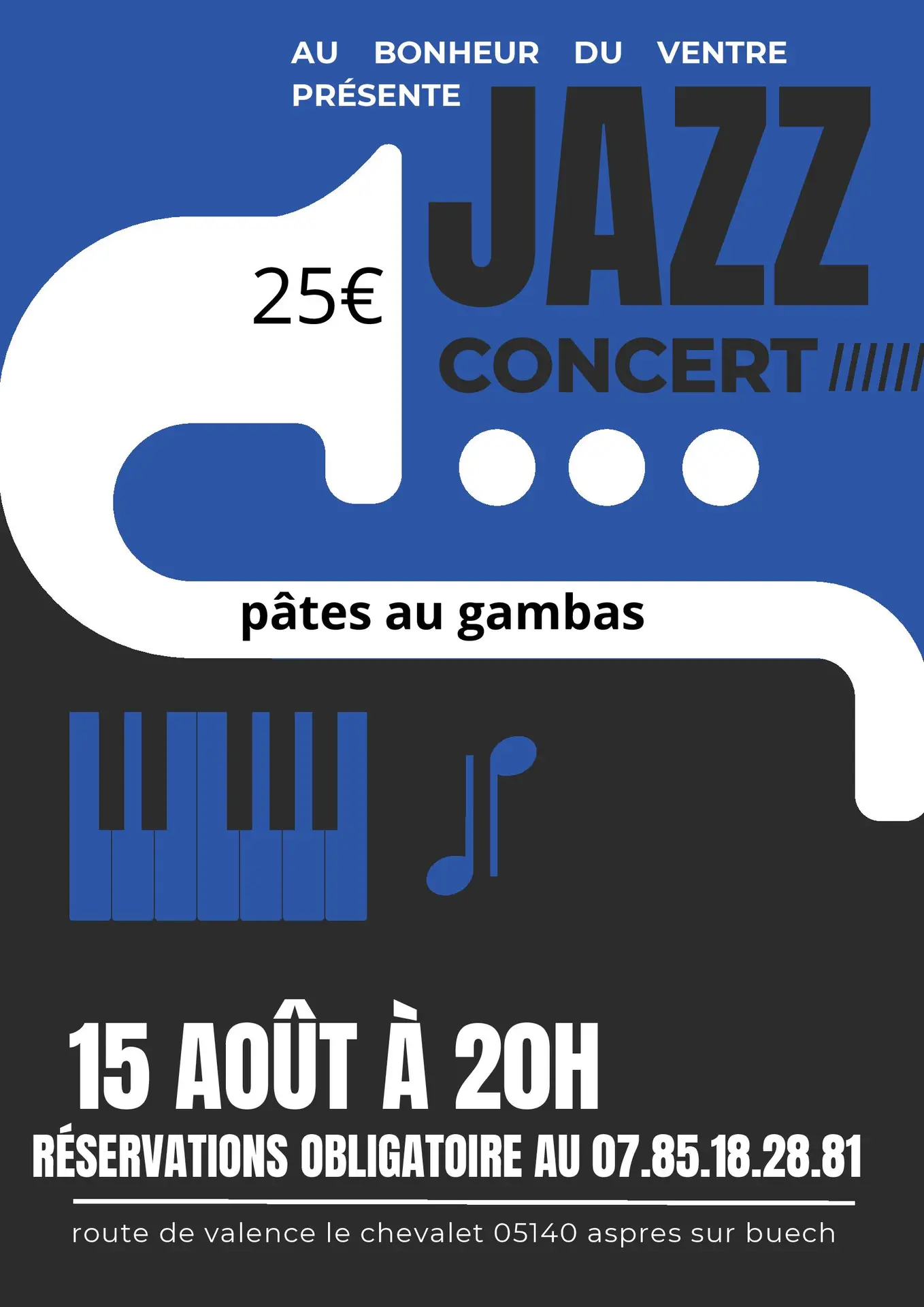 Soirée Jazz au restaurant "Au bonheur du Ventre"