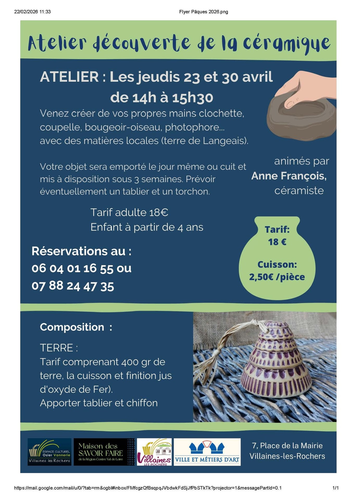 Atelier découverte de la céramique