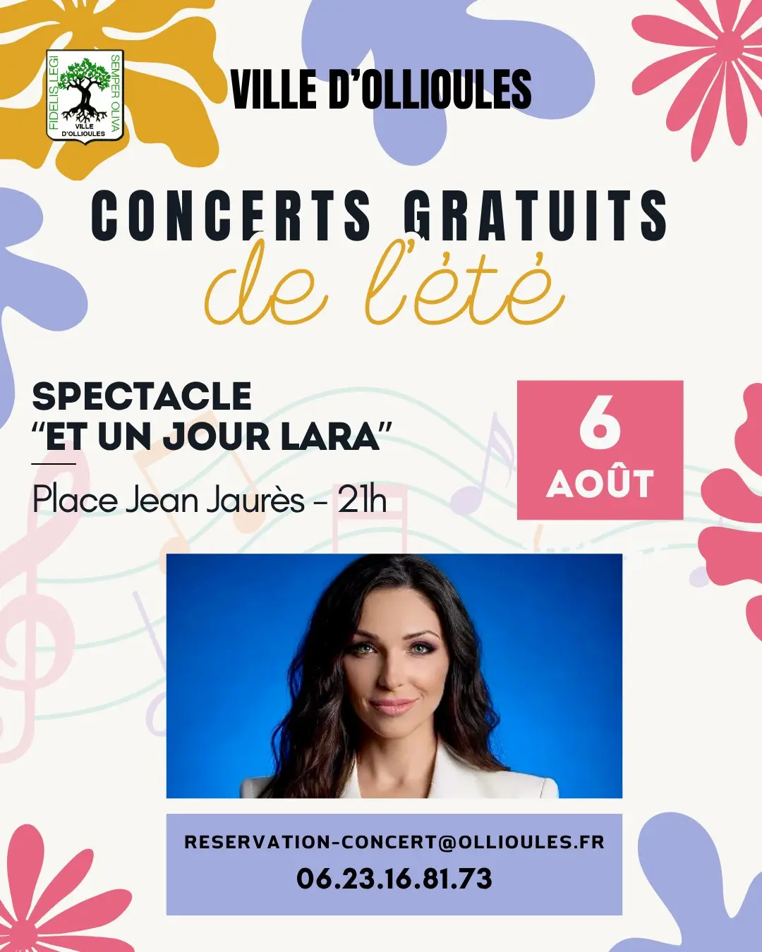 Les concerts de l'été : spectacle de variété "Et un jour Lara"
