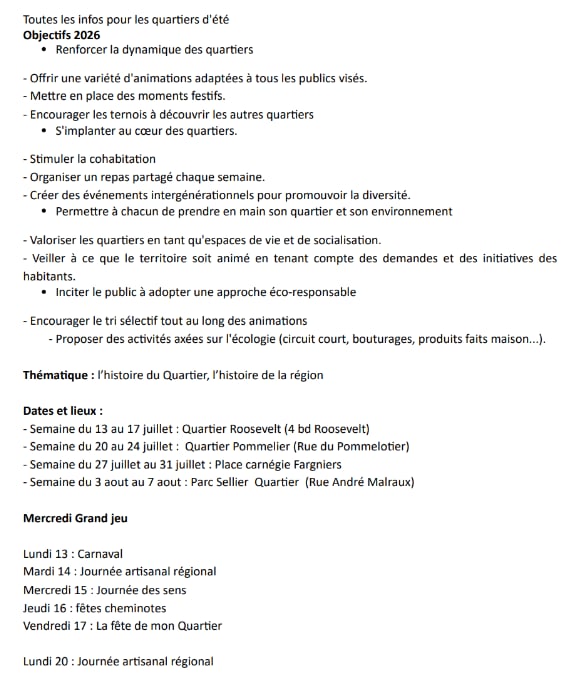 Quartiers d'été