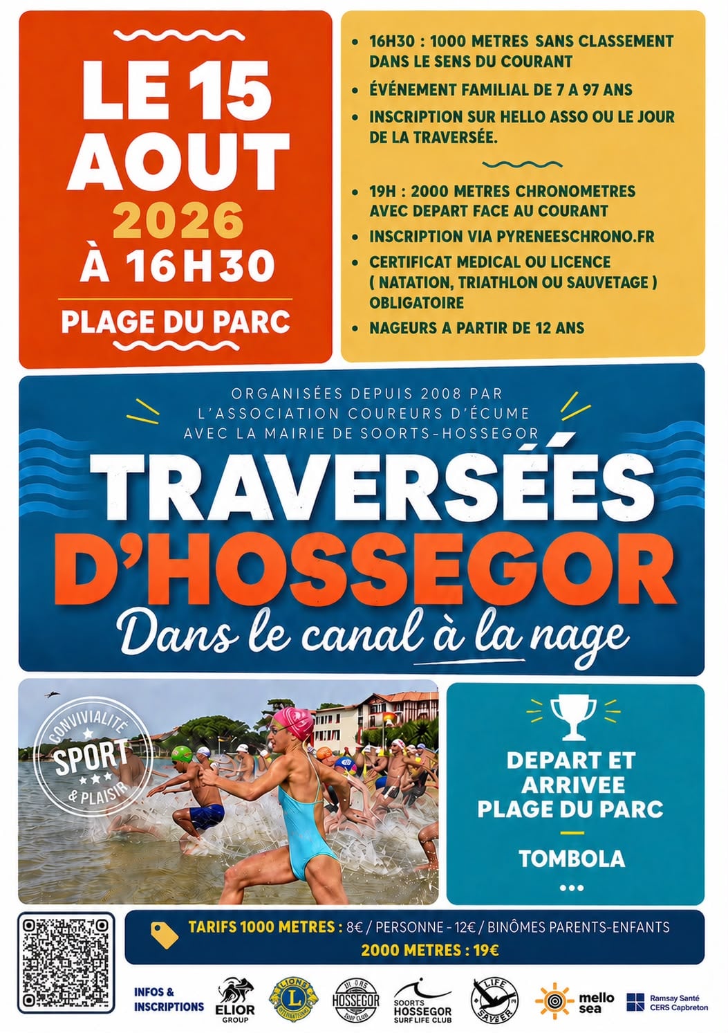 Traversées d'Hossegor dans le canal à la nage 2026