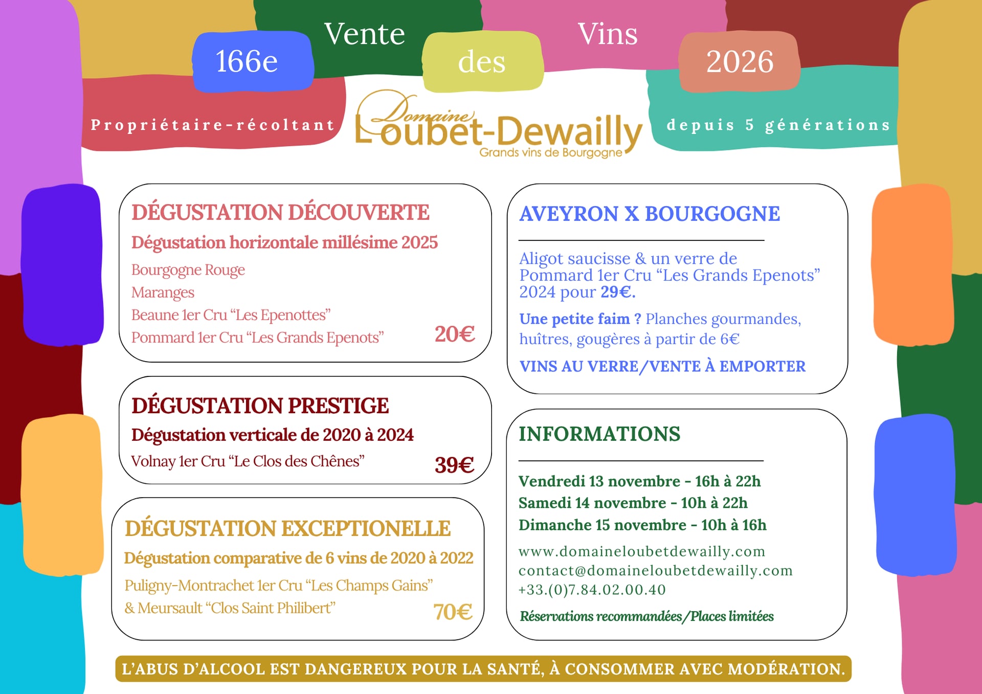 Domaine Loubet-Dewailly - Vente des Vins 2026 : dégustation "Prestige" verticale de l'appellation Volnay 1er Cru "Le Clos des Chênes" de 2020 à 2024