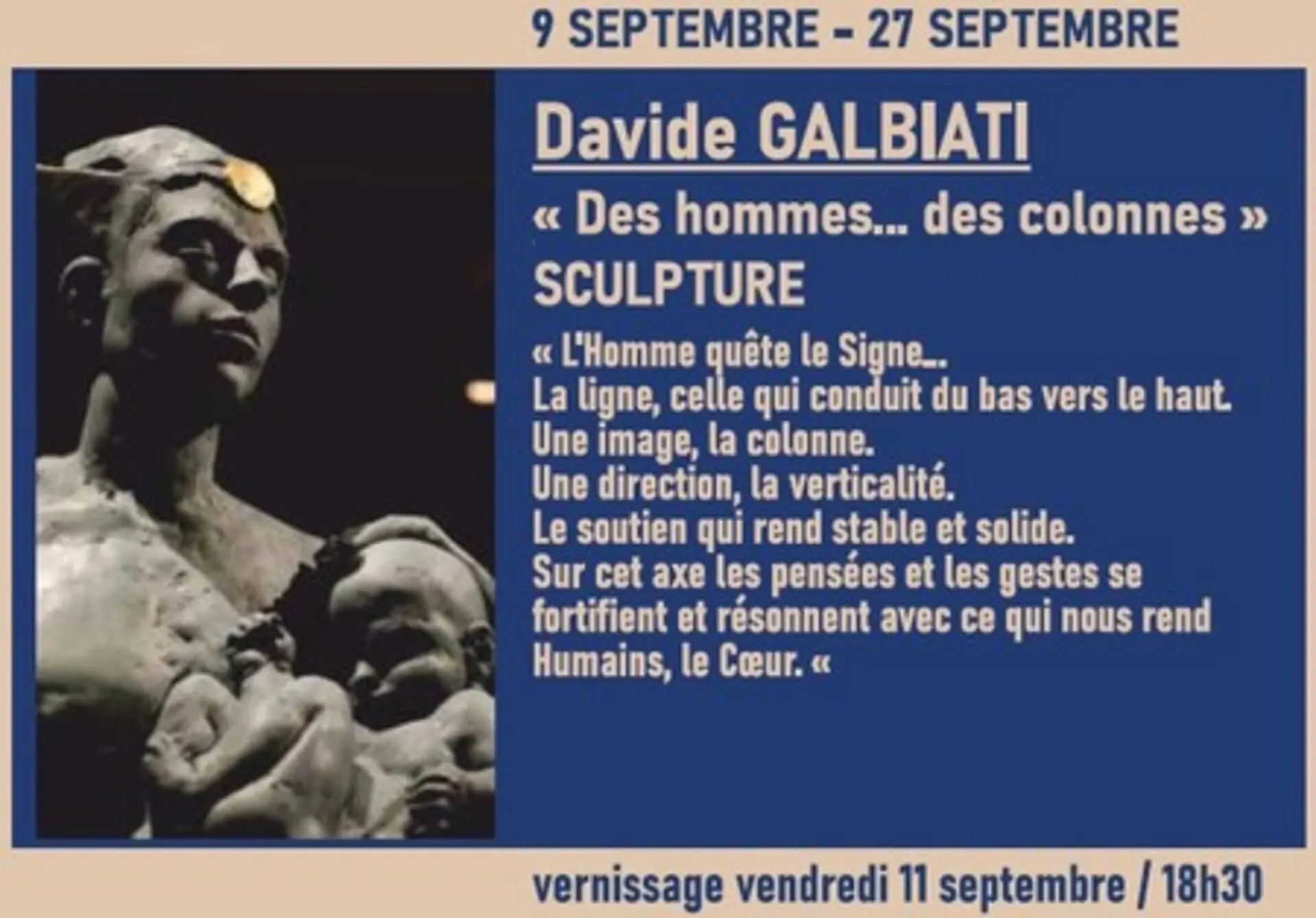 Exposition sculpture "des hommes....des colonnes" de David Galbiati - Art dans la Nef
