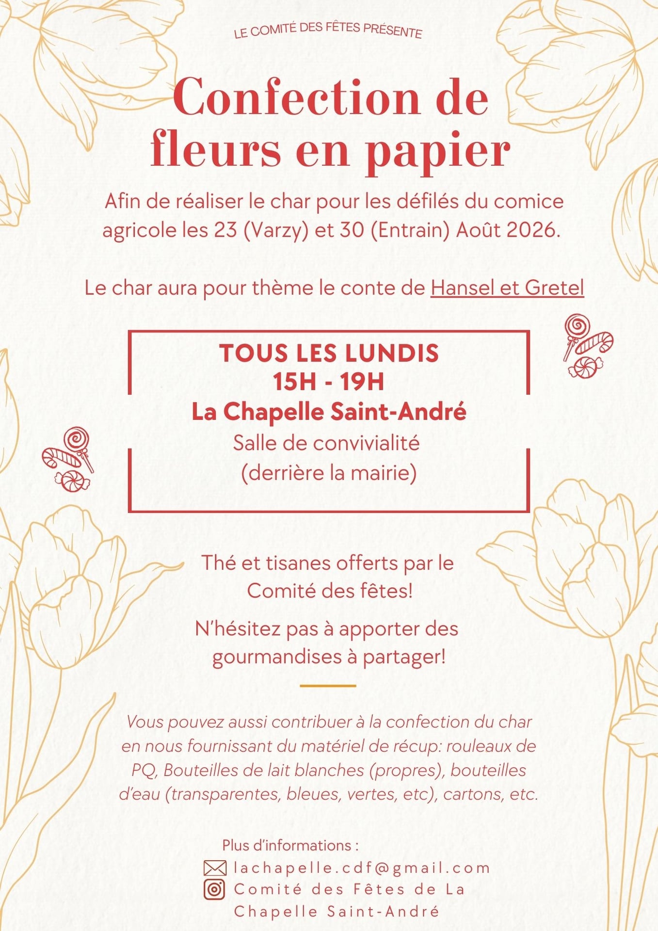 Le Comité des Fêtes présente : Confection de fleurs en papier