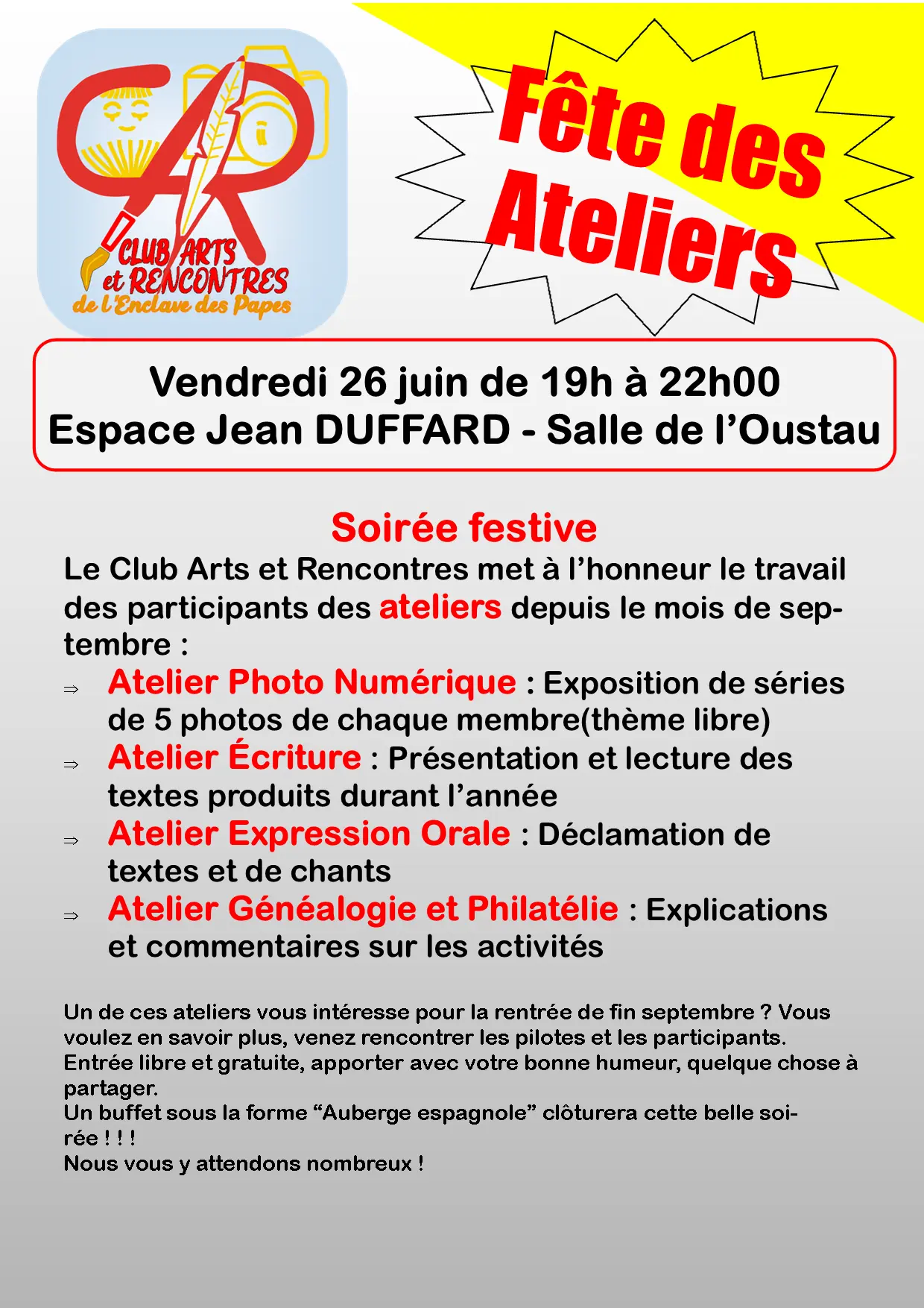 Fête des Ateliers du Club Arts et Rencontres