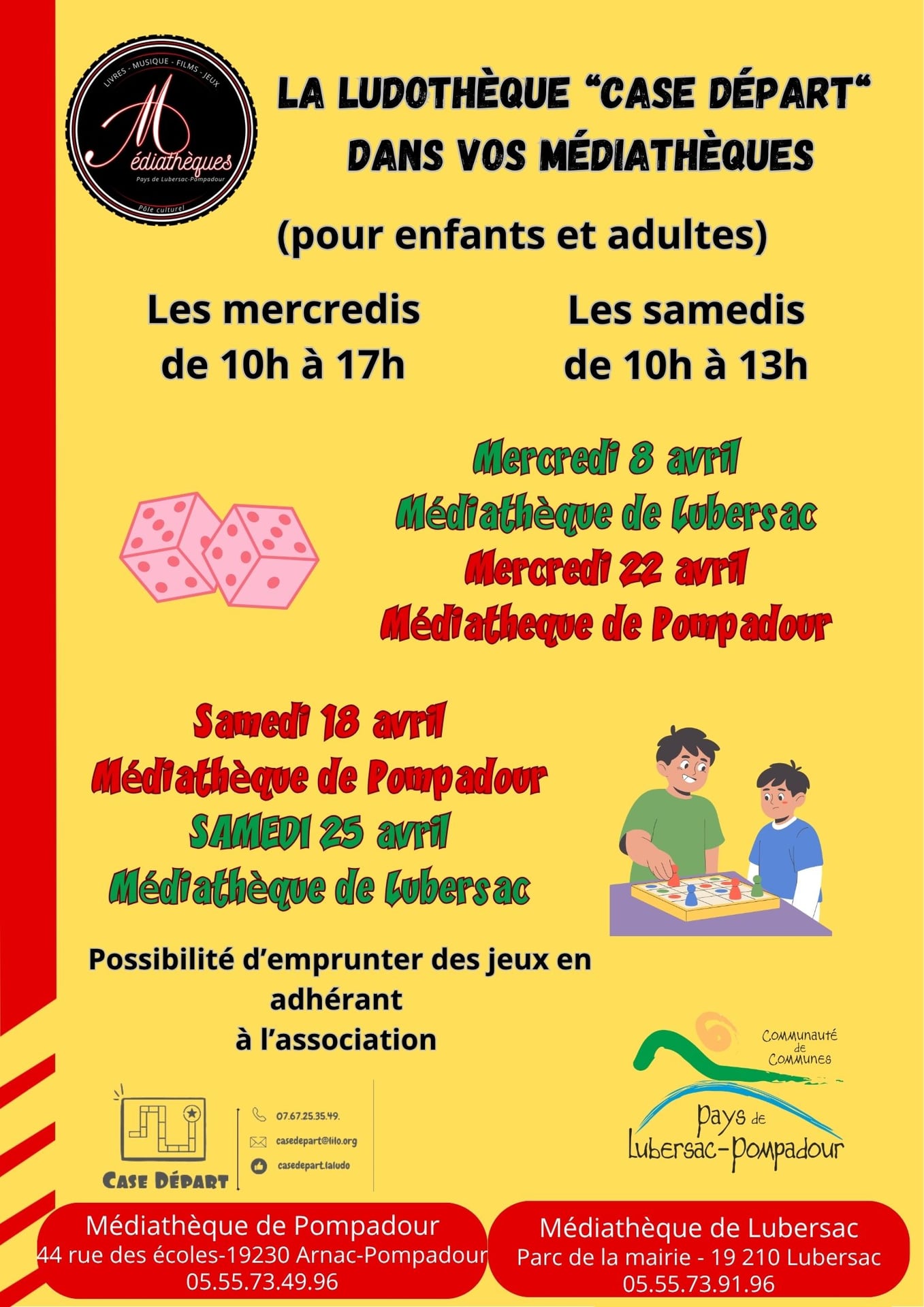 Ludothèque "case départ" à la médiathèque de Lubersac