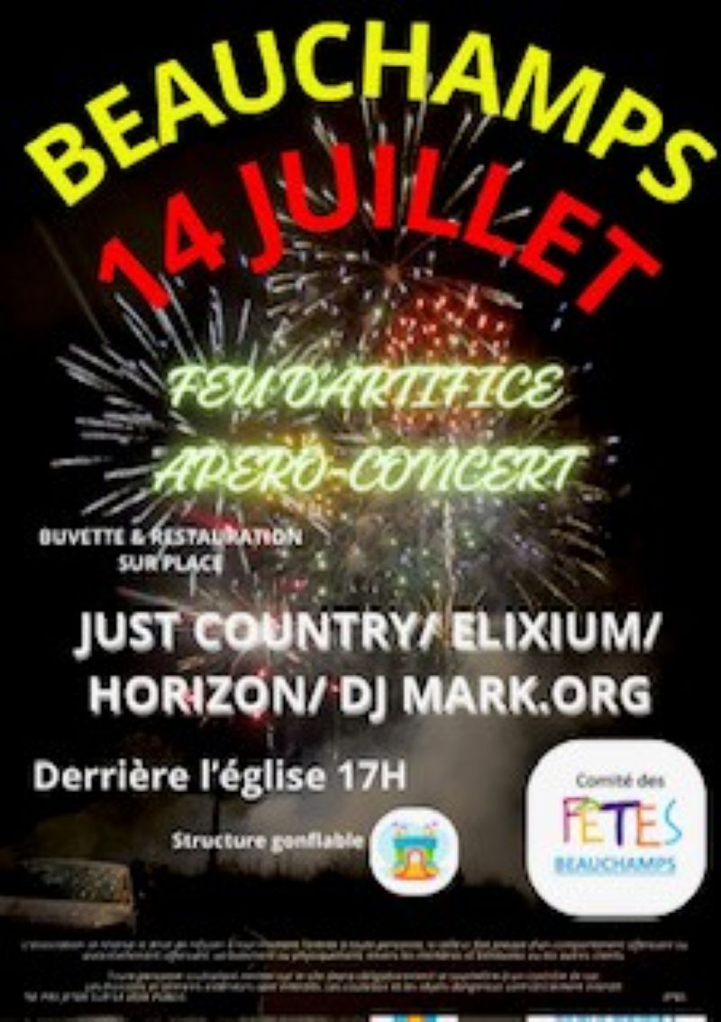 Feu d’artifice & apéro concerts du 14 juillet de Beauchamps