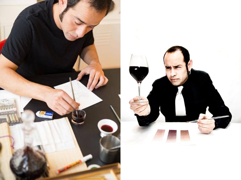 Exposition Mauro Ceballos : dessins et peintures au vin rouge
