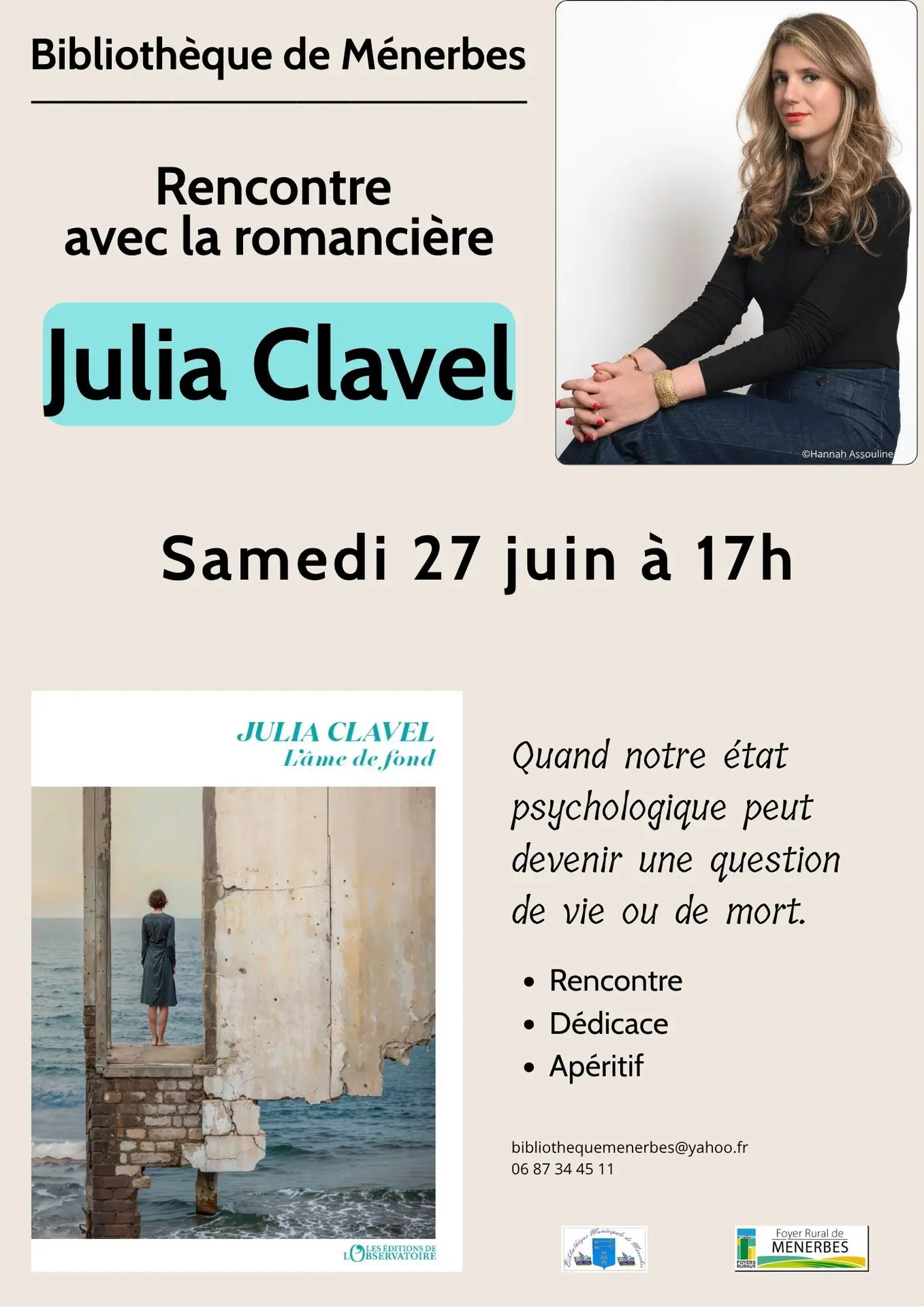 Rencontre avec la romancière Julia CLAVEL