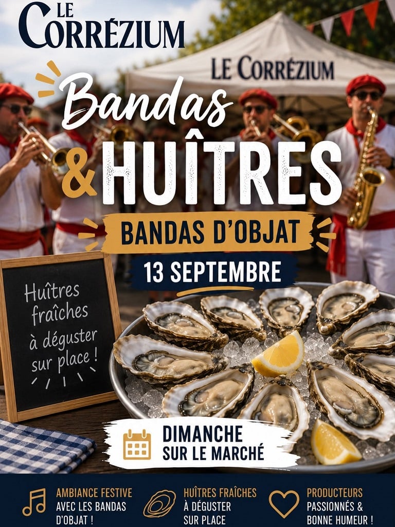 Marché dominical Le Corrézium : bandas & huîtres