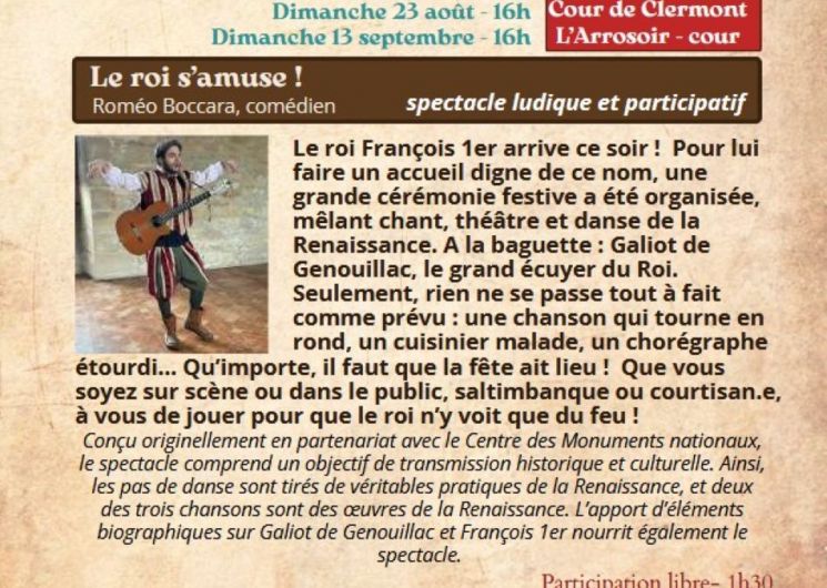 Festival Re-Naissance à Figeac , spectacle : « le roi s’amuse ! »