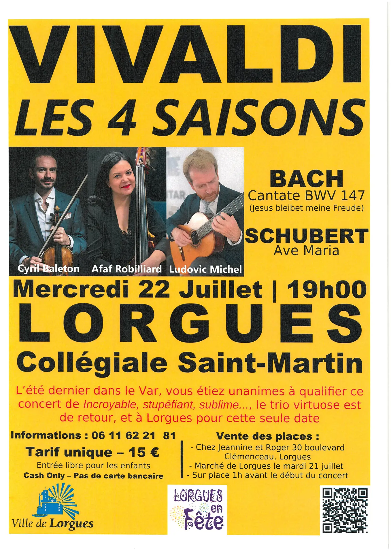 Concert Les 4 Saisons de Vivaldi- Bach- Schubert