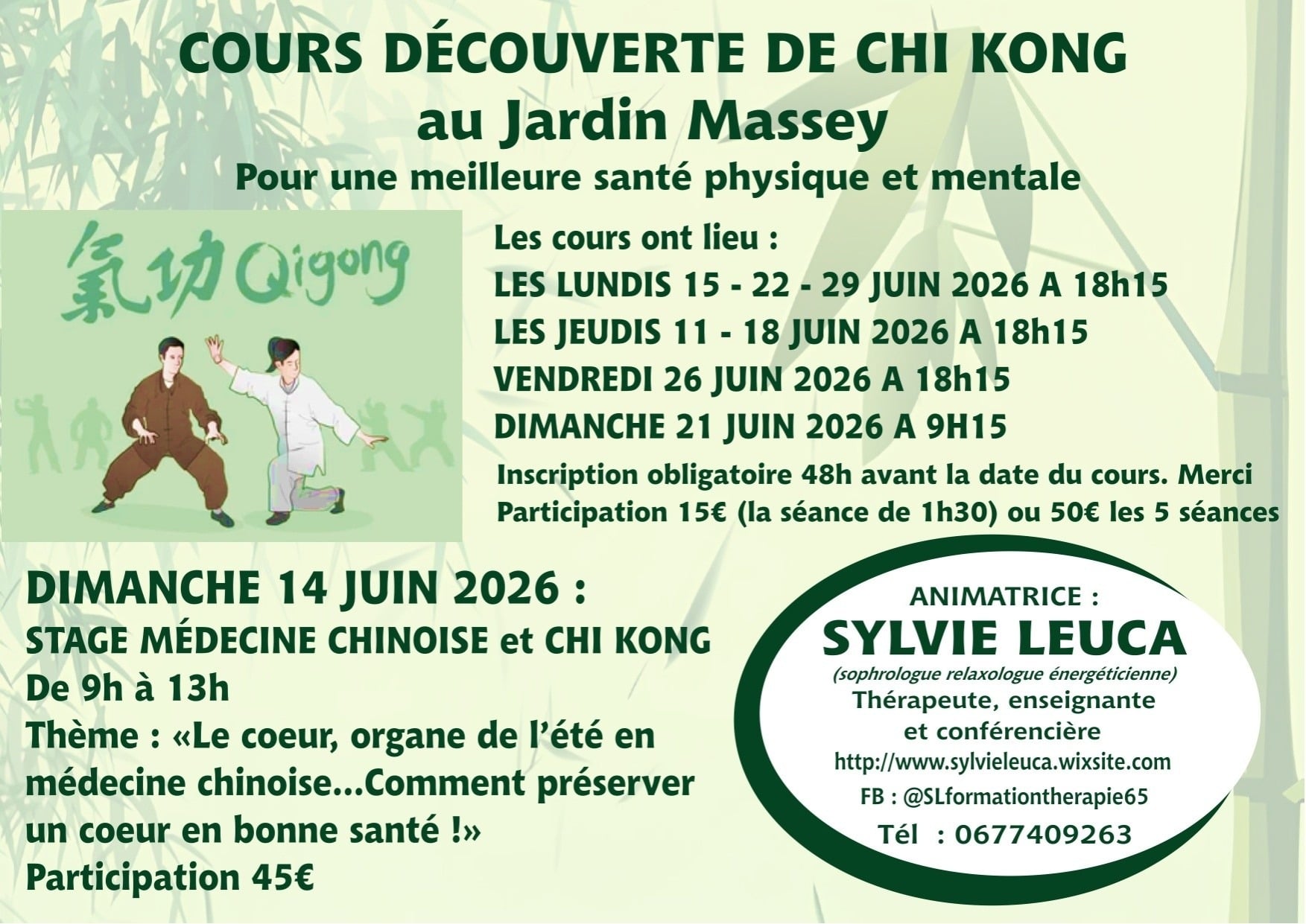 Cours Découverte de Chi Kong au Jardin Massey