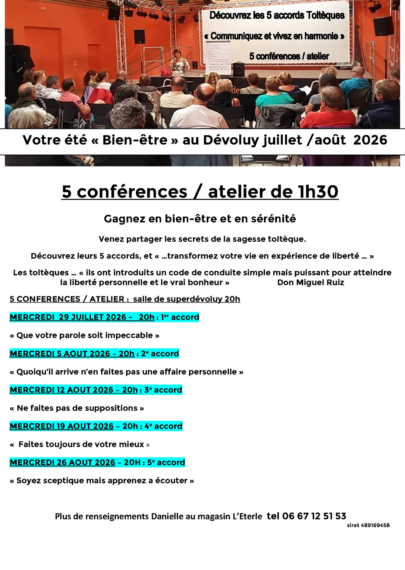 Conférence : "les 5 Accords Toltèques"