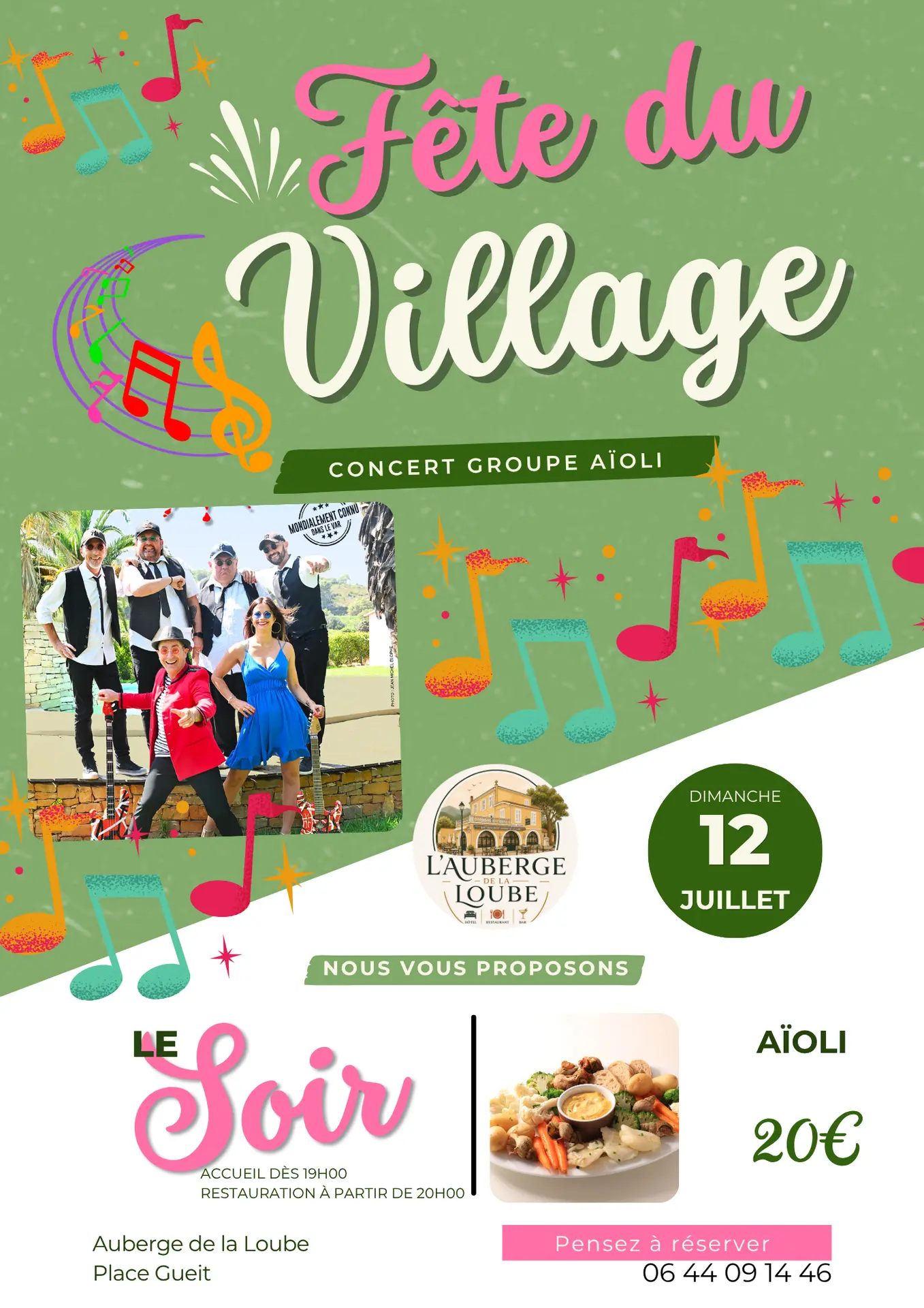 Fête du village : repas et concert