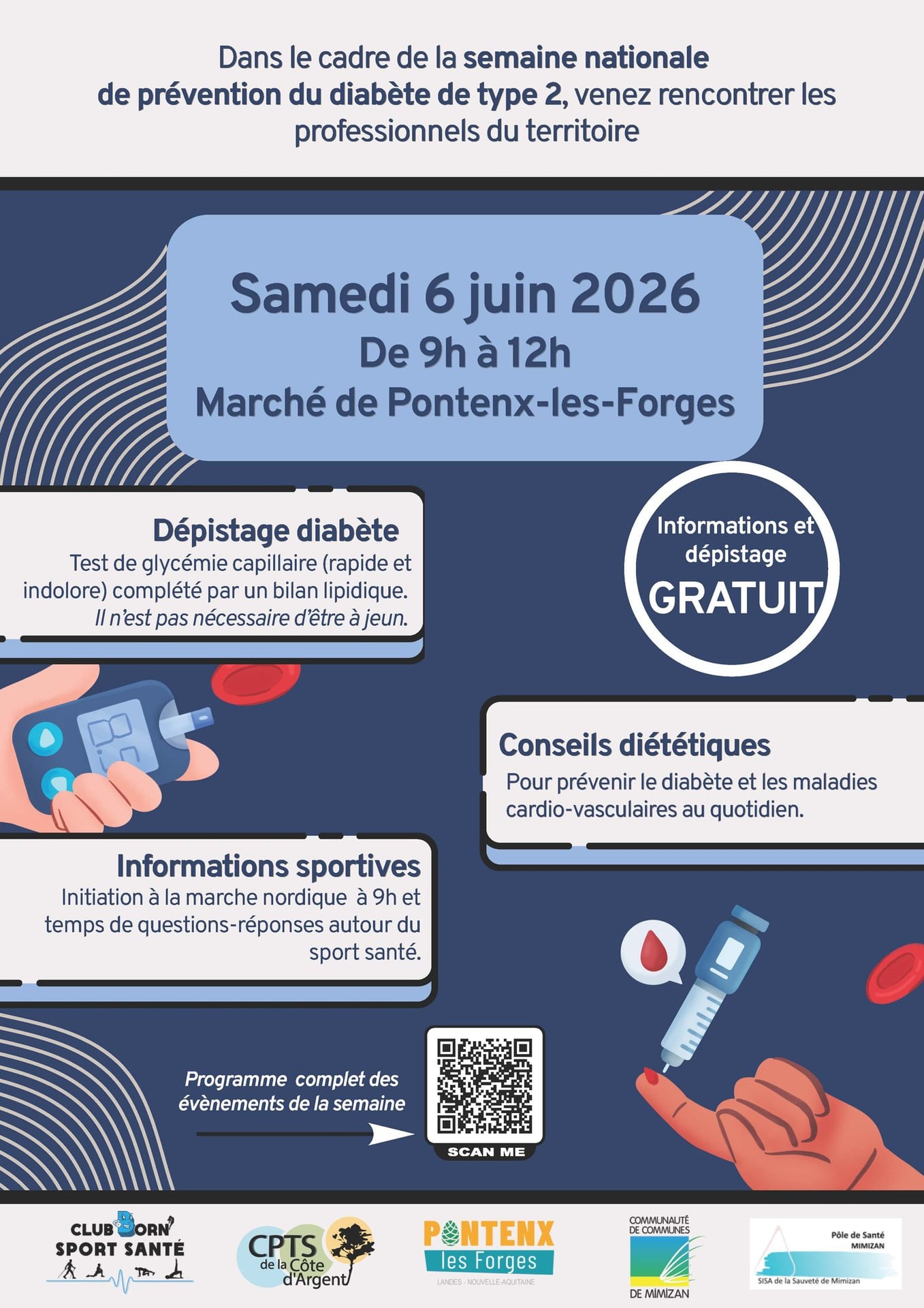 Dépistage gratuit du diabète et infos sur l'alimentation et le sport
