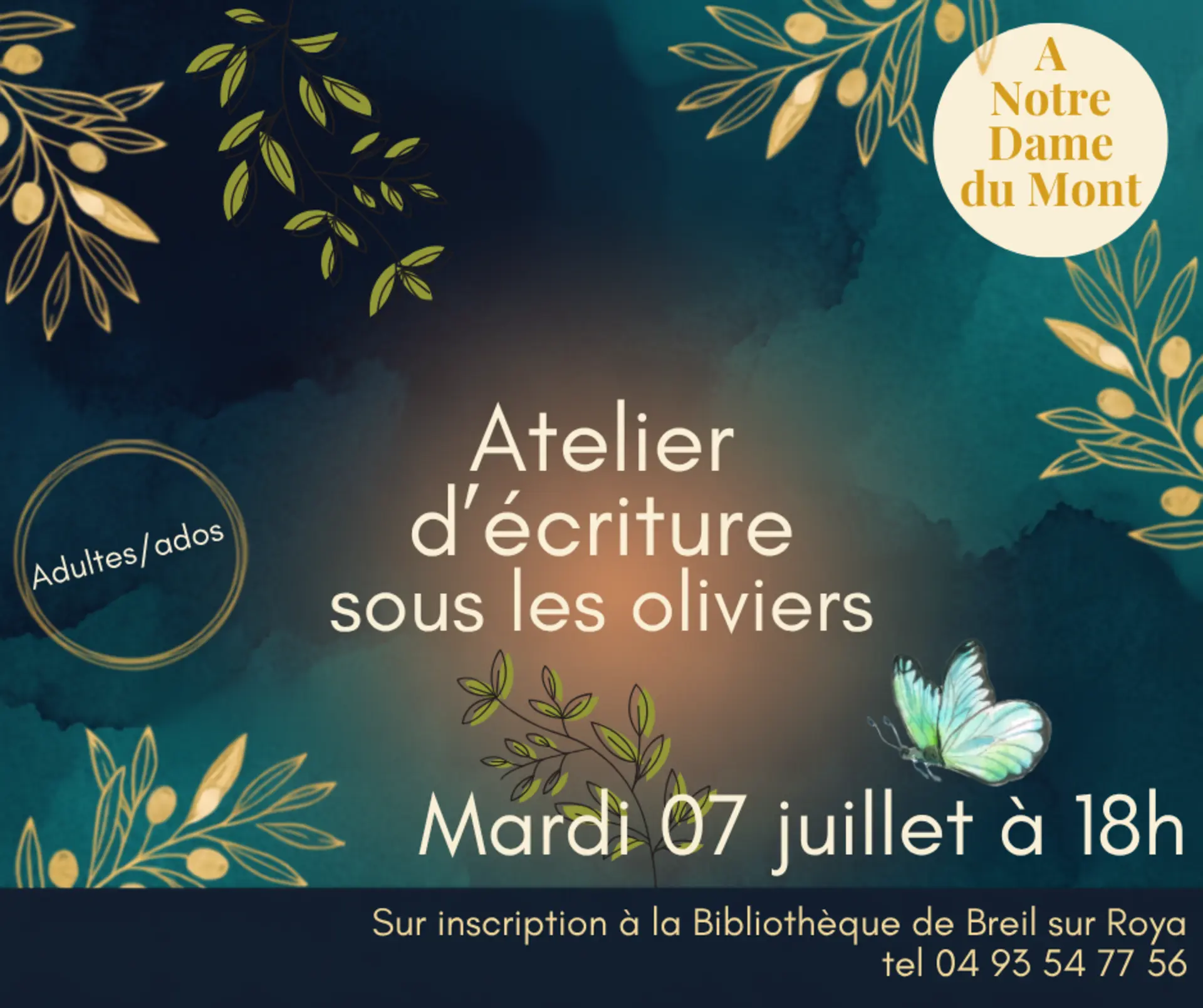 Atelier d'écriture sous les oliviers