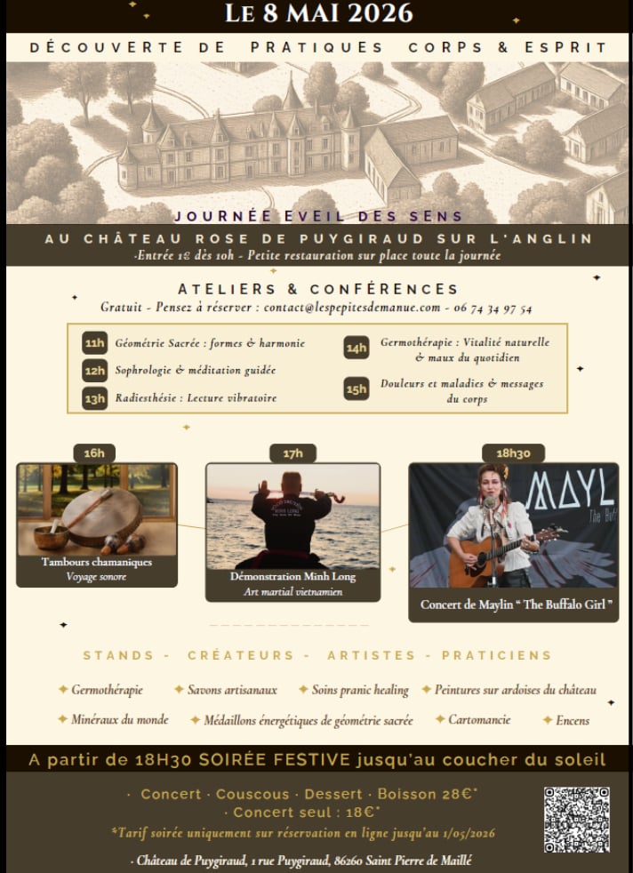 Saint Pierre de Maillé - Château de Puygiraud - 8 MAI - Découverte de Pratiques Corps et Esprit