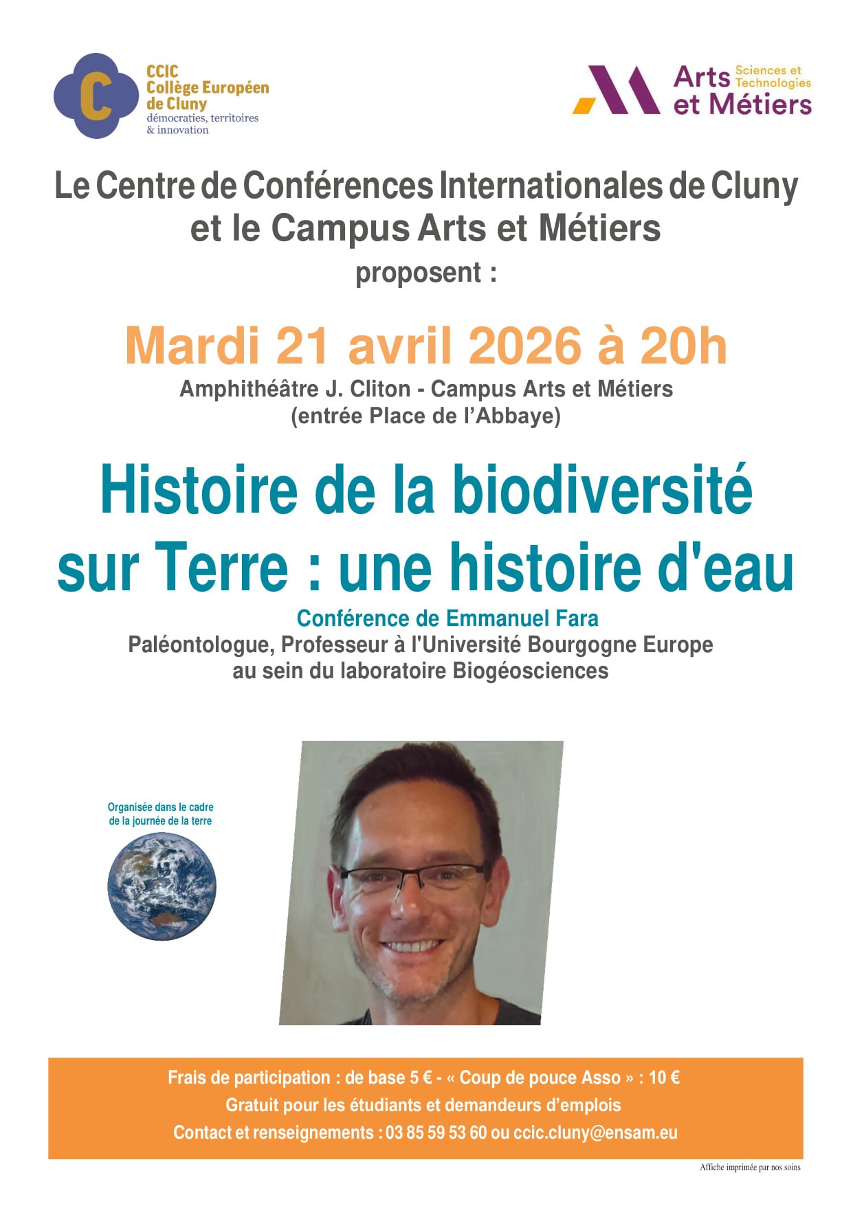 Conférence "Histoire de la biodiversité sur Terre : une histoire d'eau"