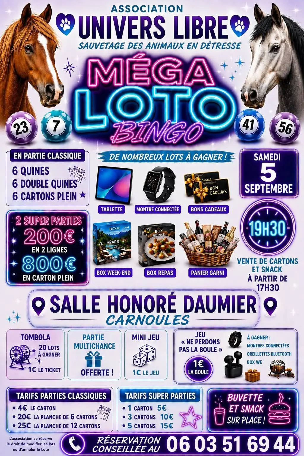 Méga loto bingo de l'association Univers Libre
