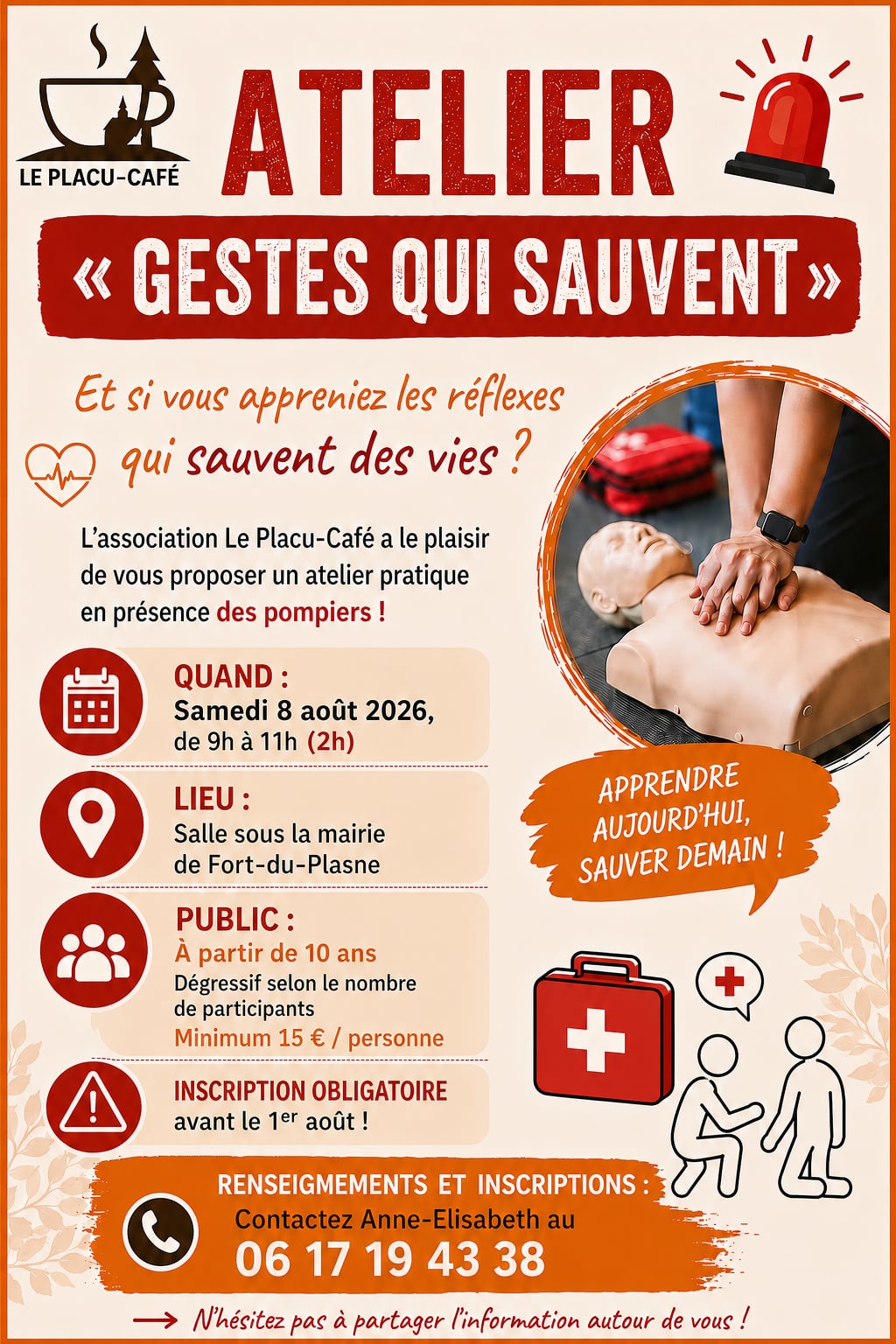 Atelier Gestes qui sauvent au placu café