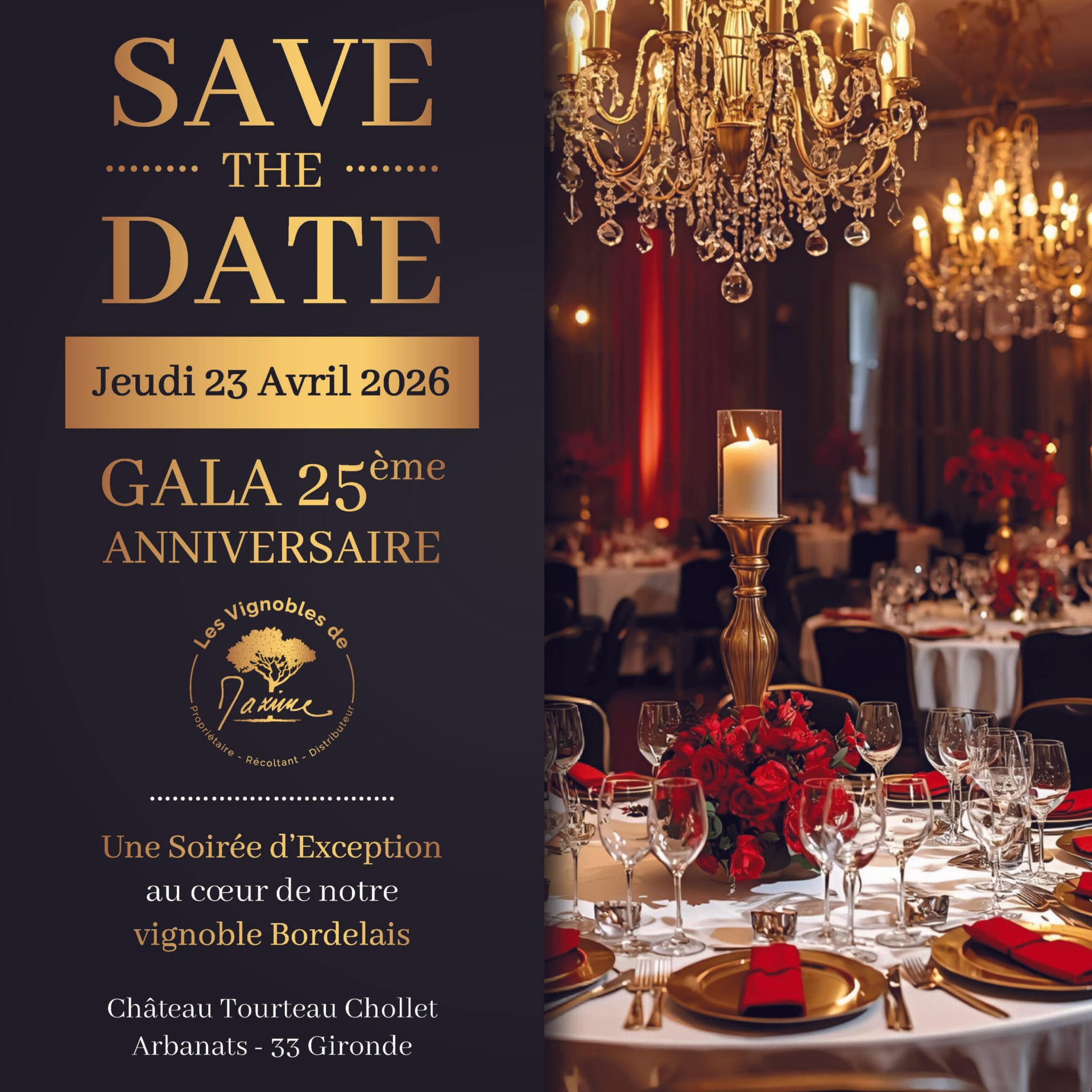 Diner étoilé avec accord mets et vins au Château Tourteau Chollet