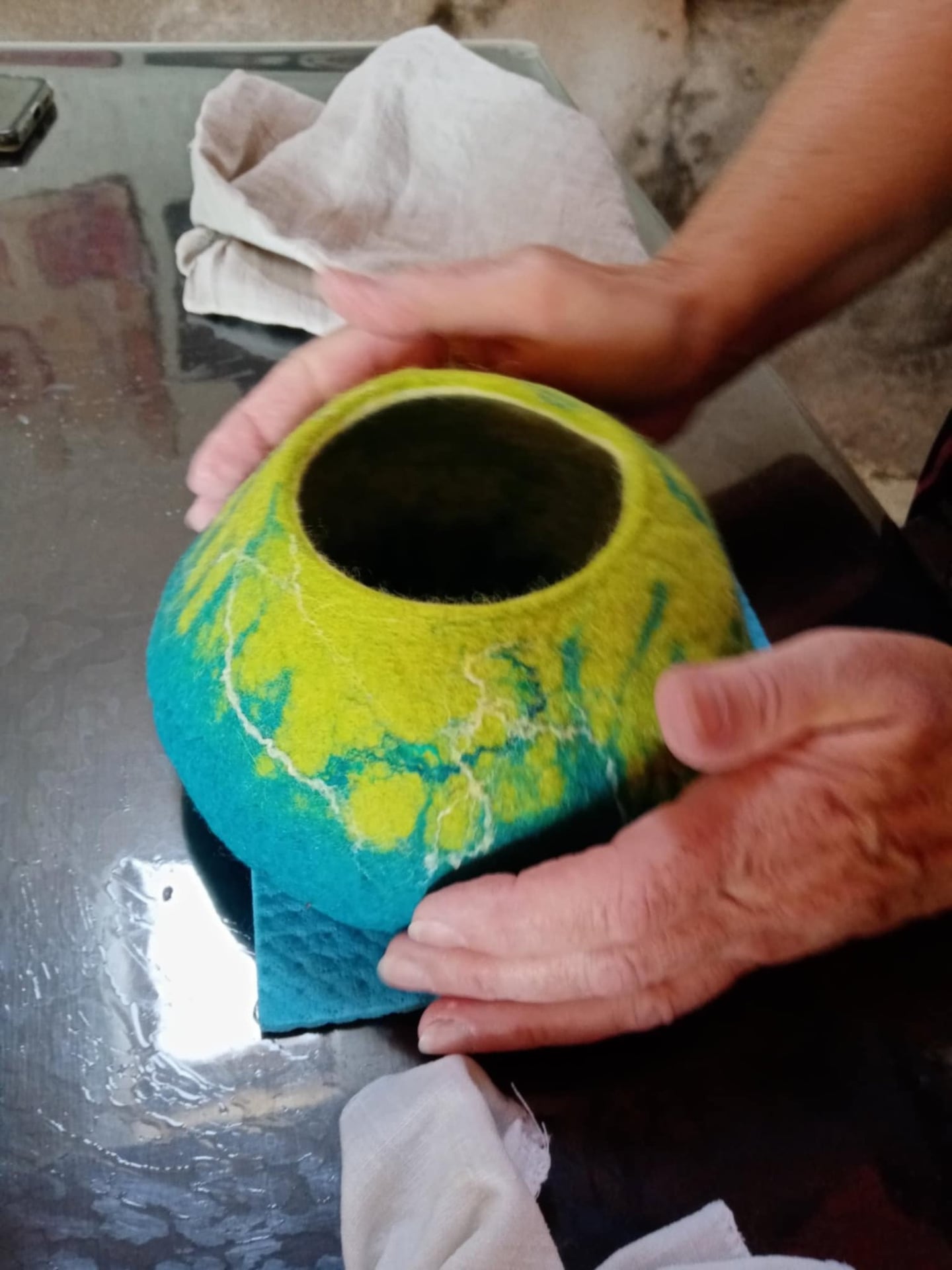 Atelier de laine feutrée : le vide-poches