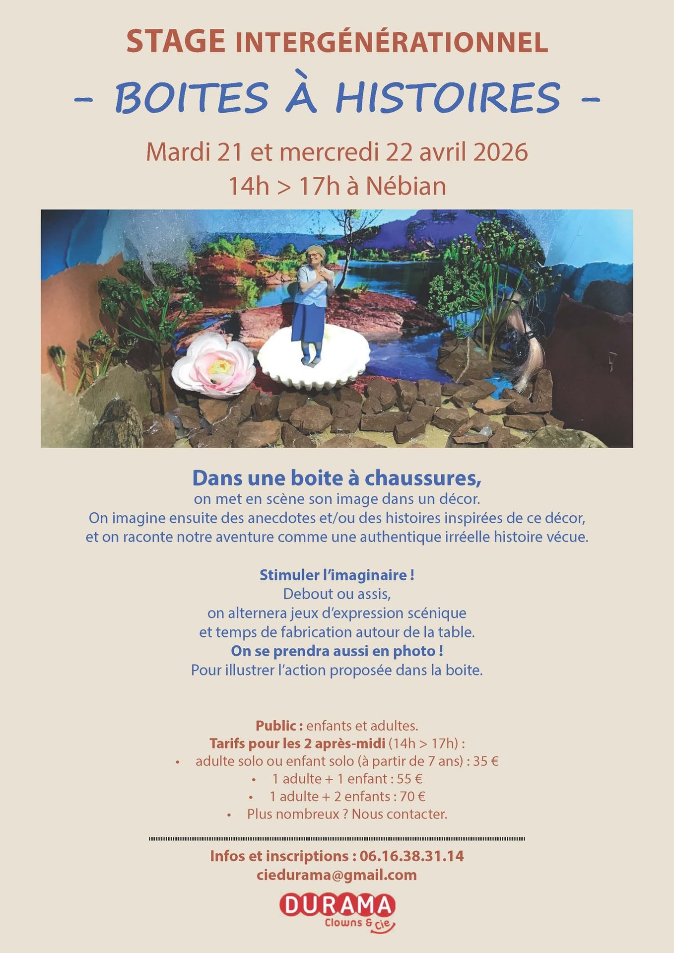 STAGE INTERGÉNÉRATIONNEL BOITES À HISTOIRE
ENFANTS DÈS 7 ANS ET ADULTES