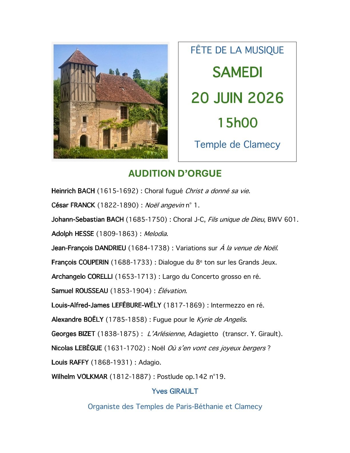 Fête de la musique au Temple de Clamecy