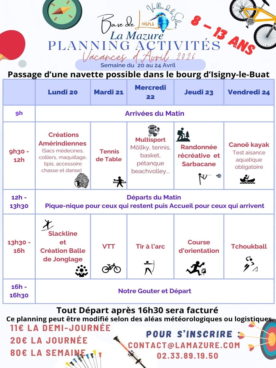 Semaine d'activités pour enfants de 8 à 13 ans