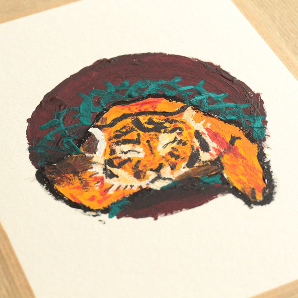 Atelier peinture à la gouache d'un petit animal endormi