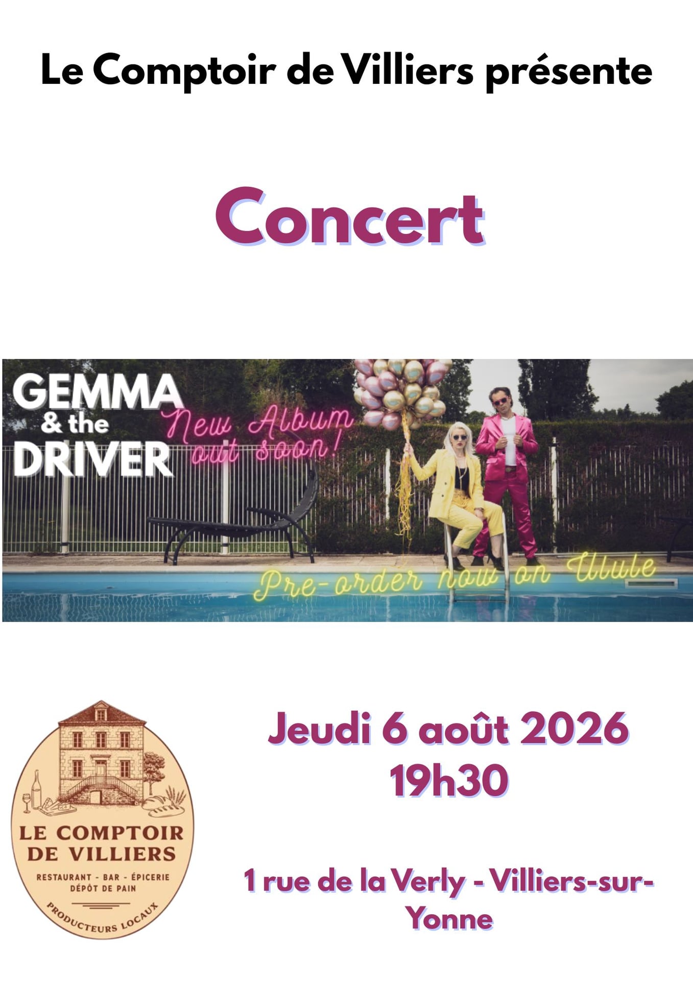 Le Comptoir de Villiers présente : Gemma & the Driver en concert