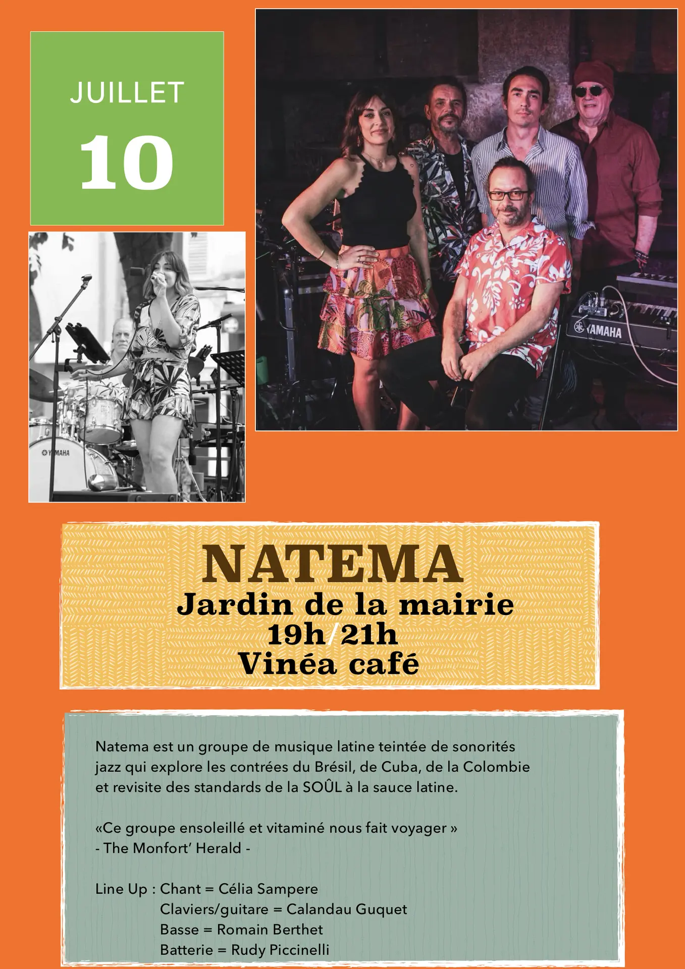 Concert : Natema - musique latine | Musical'Eté