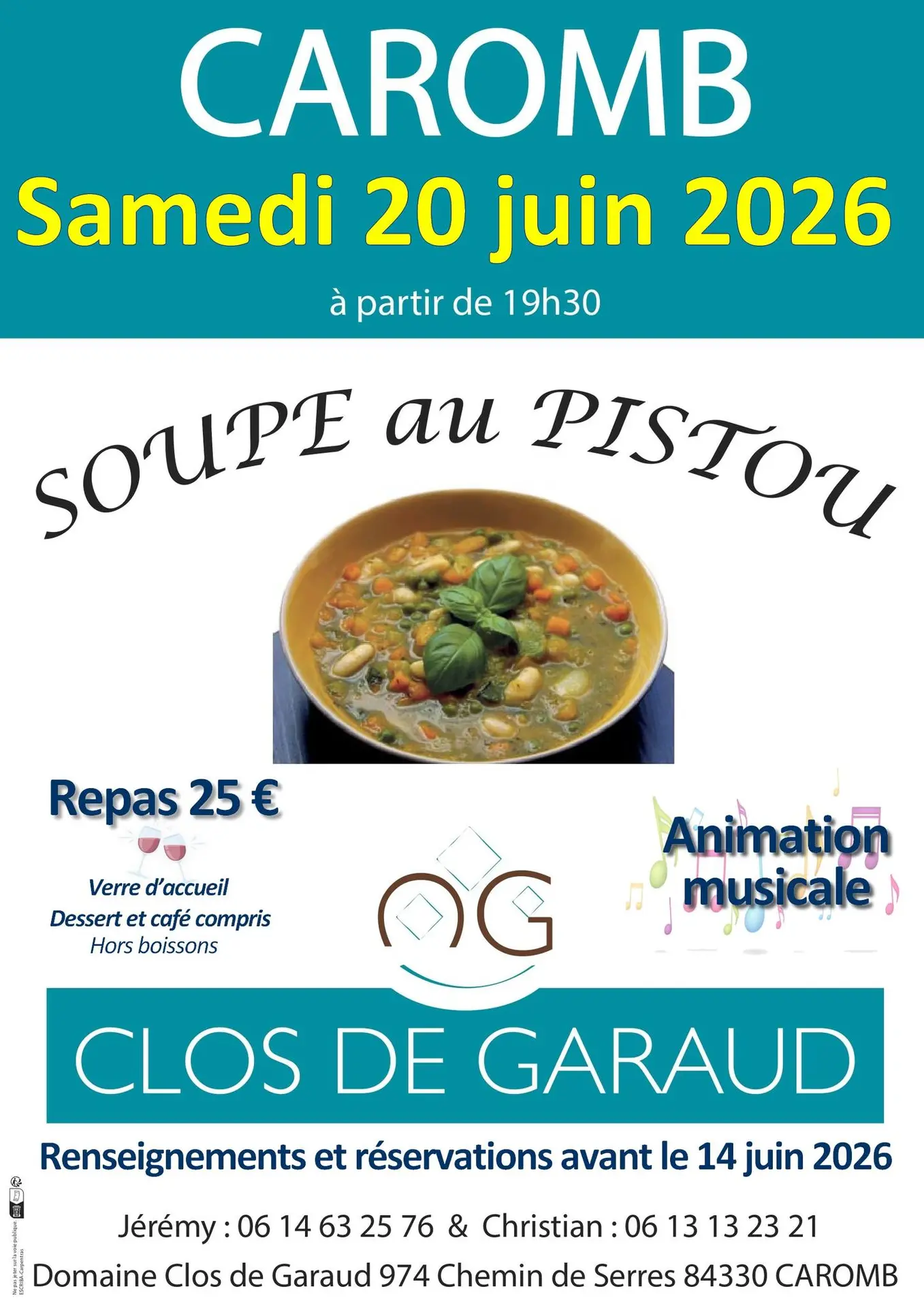 Soupe au pistou et animation musicale au Clos de Garaud